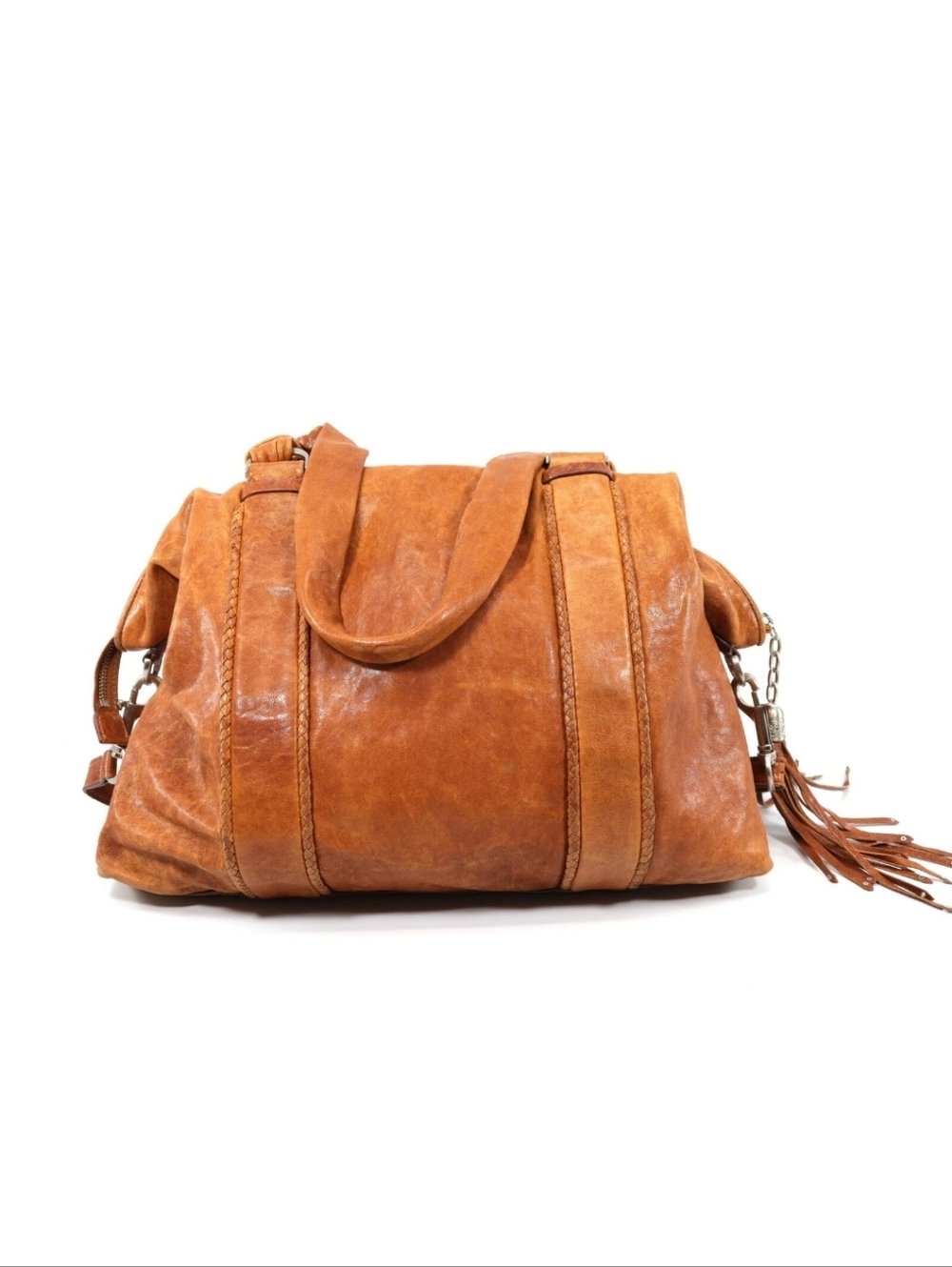 Cole Haan Brown Leather Shoulder Bag with Tassel